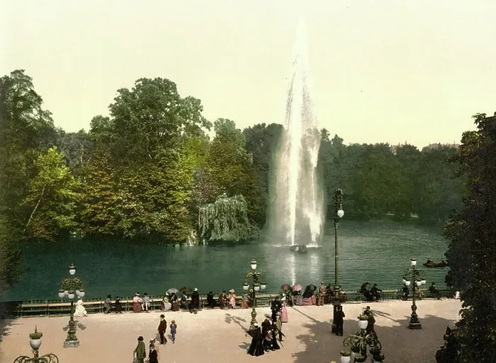 Framed Print : Fountain in the spa gardens of Wiesbaden, Hesse, c. 1890, Germany, Historic, digitally restored reproduction from a 19th century original Framed Print : Fountain in the spa gardens of Wiesbaden, Hesse, c. 1890, Germany, Historic, digitally restored reproduction from a 19th century original