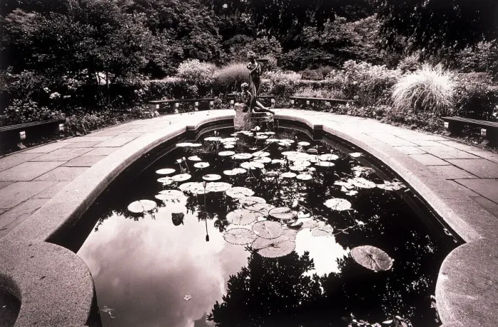 Framed Print : Fountain with statue and lily pads Framed Print : Fountain with statue and lily pads