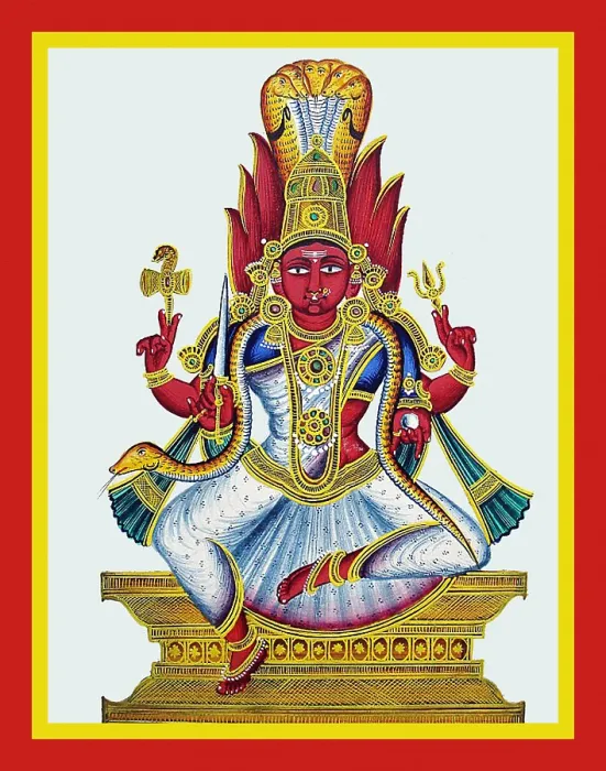 Framed Print : Four-armed Mariamman sits on a dais Framed Print : Four-armed Mariamman sits on a dais