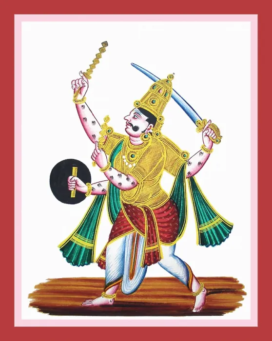 Framed Print : Four-armed and thousand-eyed Indra Framed Print : Four-armed and thousand-eyed Indra