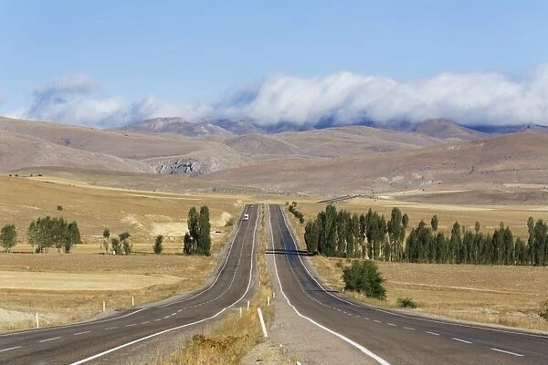 Four-lane highway near Bayburt, clouds over the Pontic Mountains, Bayburt Province, Black Sea Region, Turkey