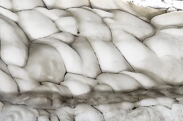 Full Frame of textures and formations of ice from a glacier. Cirque de Gavarnie, Pyrenees, France