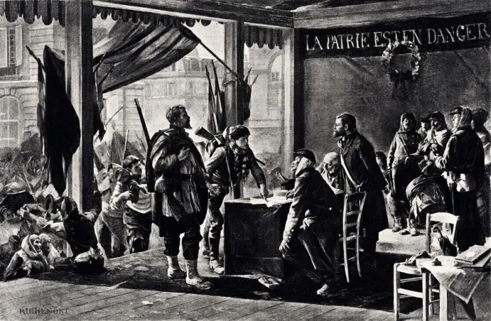 Framed Print : FRANCE 1870: THE ENROLLMENT OF VOLUNTEERS (La patrie est en danger Framed Print : FRANCE 1870: THE ENROLLMENT OF VOLUNTEERS (La patrie est en danger