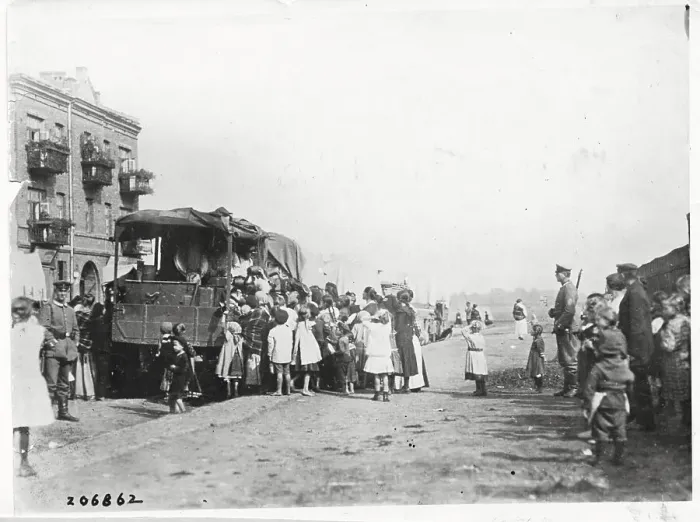 Framed Print : France's Poor Near Relief Truck Framed Print : France's Poor Near Relief Truck