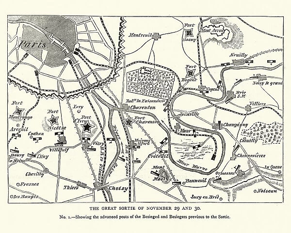Franco Prussian War Battle plan of Siege of Paris