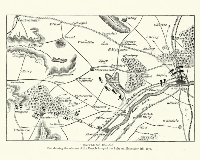 Framed Print : Franco Prussian War Plan of the Battle of Coulmiers Framed Print : Franco Prussian War Plan of the Battle of Coulmiers