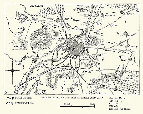 Franco Prussian War - Plan of Metz and French camp