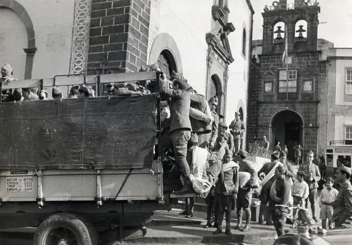 Framed Print : Franco Troops Board Truck In Spain