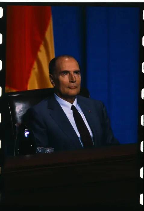 Framed Print : Francois Mitterrand Listening to Speech Framed Print : Francois Mitterrand Listening to Speech