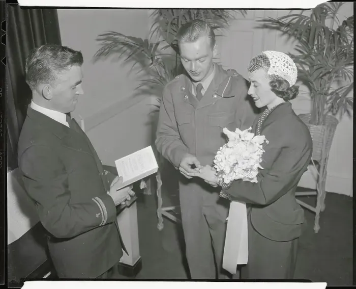Framed Print : Frank Brockway Putting Ring on Finger of His Bride Gloria Gillette Framed Print : Frank Brockway Putting Ring on Finger of His Bride Gloria Gillette