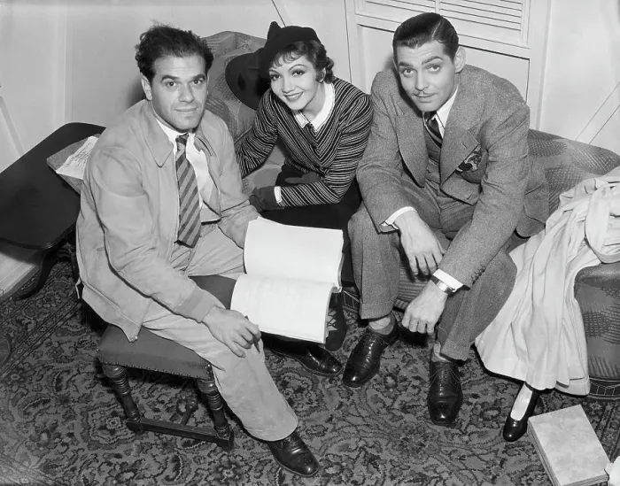 Framed Print : Frank Capra, Claudette Colbert, and Clark Gable Reading Script