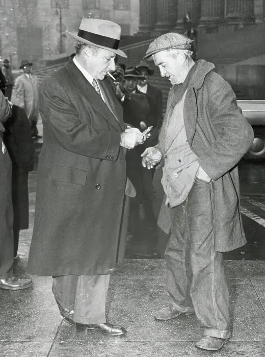 Framed Print : Frank Costello Giving Money To Panhandle Framed Print : Frank Costello Giving Money To Panhandle