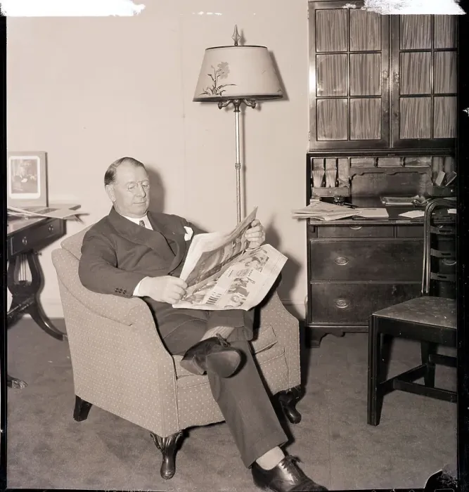 Framed Print : Frank Knox Reading Newspaper Framed Print : Frank Knox Reading Newspaper