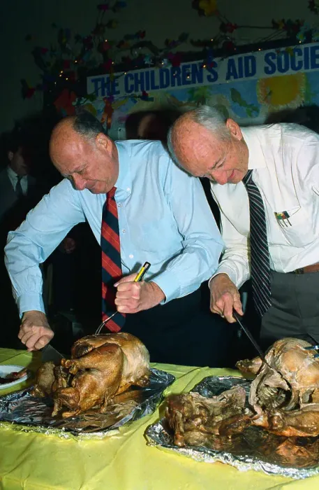 Framed Print : Frank Perdue and Ed Koch Carving Turkeys Framed Print : Frank Perdue and Ed Koch Carving Turkeys