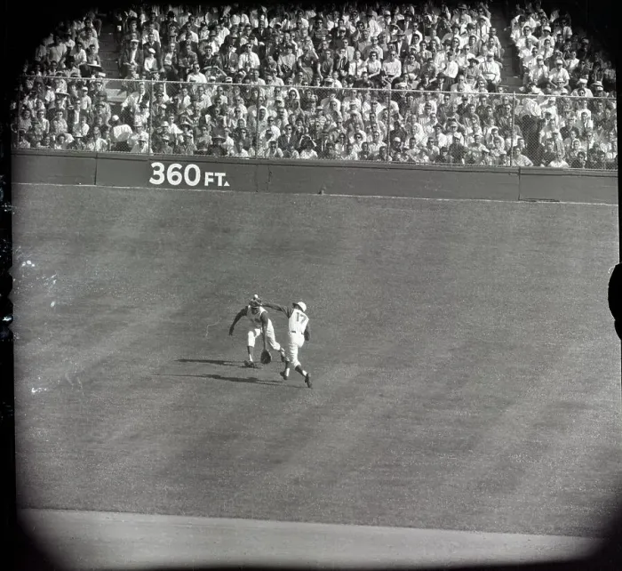 Framed Print : Frank Robinson Colliding with Player Framed Print : Frank Robinson Colliding with Player