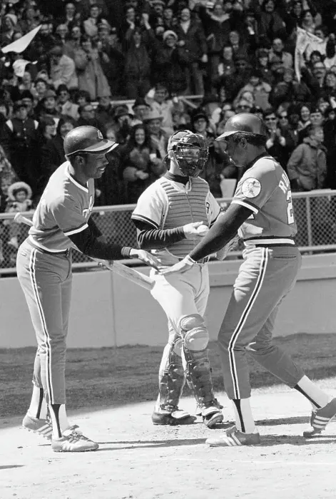 Framed Print : Frank Robinson Congratulated at Home Plate Framed Print : Frank Robinson Congratulated at Home Plate