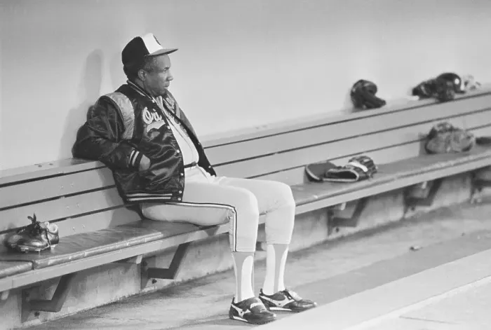 Framed Print : Frank Robinson Sitting Alone in Dugout Framed Print : Frank Robinson Sitting Alone in Dugout