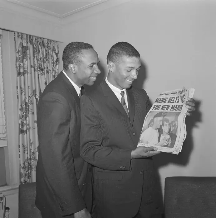 Framed Print : Frank Robinson with Vada Pinson Framed Print : Frank Robinson with Vada Pinson
