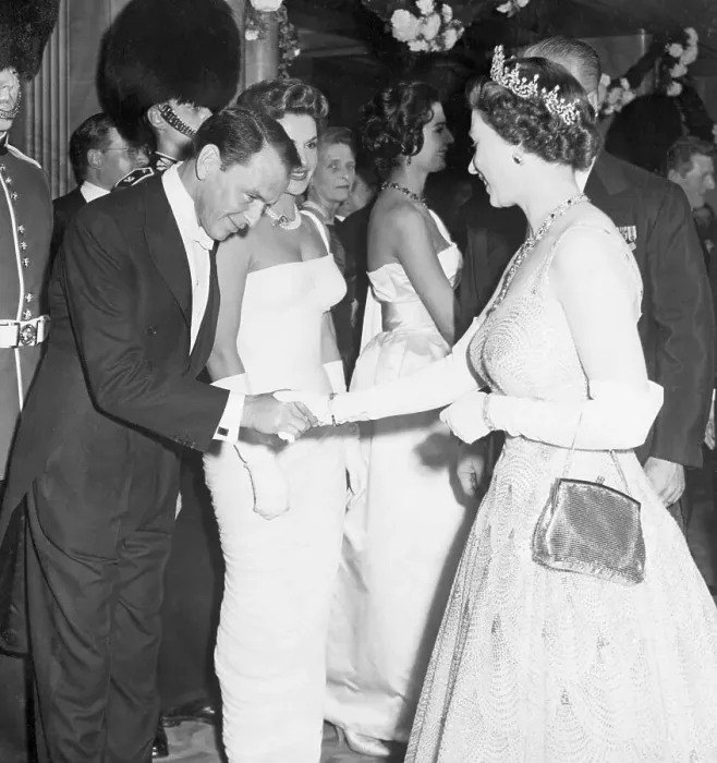 Framed Print : Frank Sinatra Bows to Queen Elizabeth II Framed Print : Frank Sinatra Bows to Queen Elizabeth II