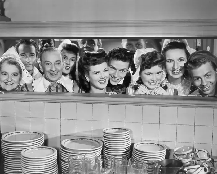 Framed Print : Frank Sinatra & Crowd In Kitchen Window