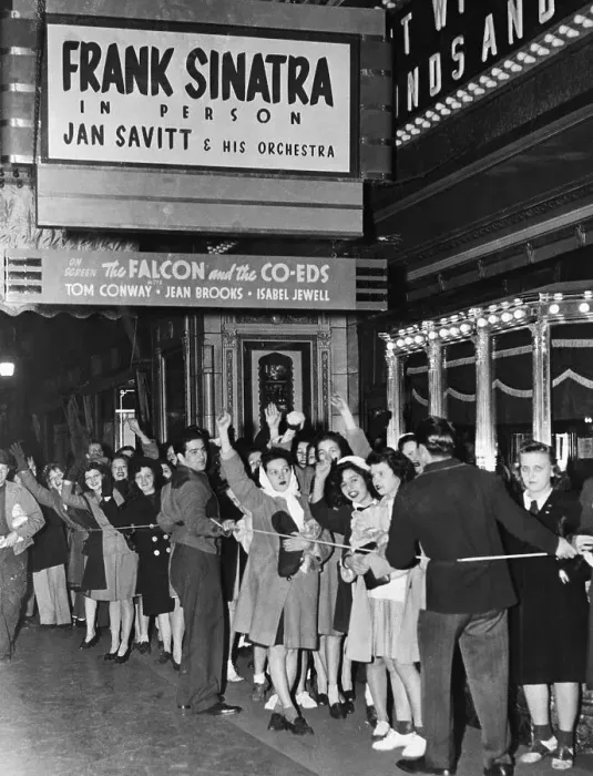 Framed Print : Frank Sinatra Fans Waiting Outside Theater Framed Print : Frank Sinatra Fans Waiting Outside Theater