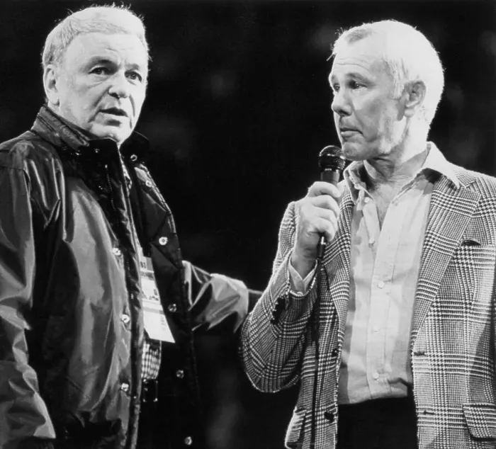 Framed Print : Frank Sinatra And Johnny Carson On Stage Framed Print : Frank Sinatra And Johnny Carson On Stage