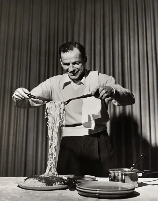 Framed Print : Frank Sinatra Making Spaghetti Framed Print : Frank Sinatra Making Spaghetti