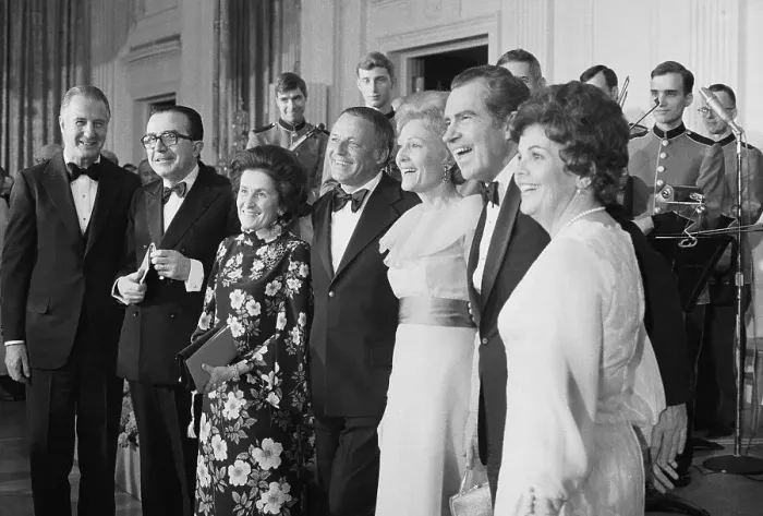 Framed Print : Frank Sinatra Posing with President and Others Framed Print : Frank Sinatra Posing with President and Others