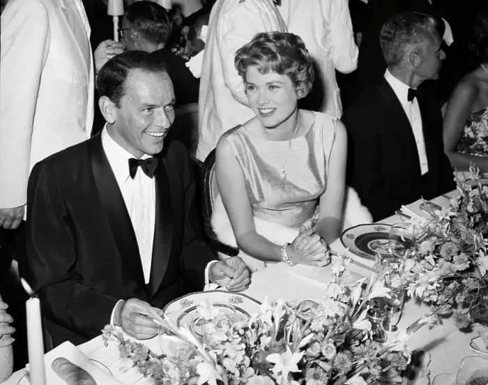 Framed Print : Frank Sinatra and Princess Grace at Gala Dinner Framed Print : Frank Sinatra and Princess Grace at Gala Dinner