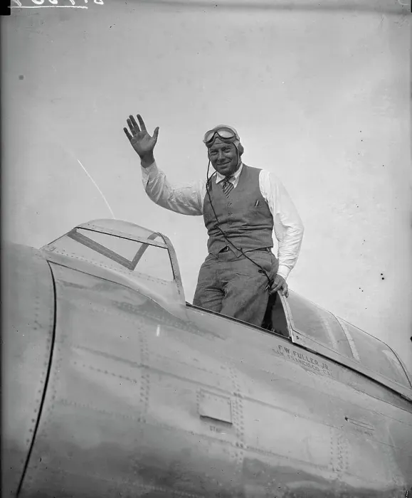 Framed Print : Frank W. Fuller Waving from Airplane Framed Print : Frank W. Fuller Waving from Airplane