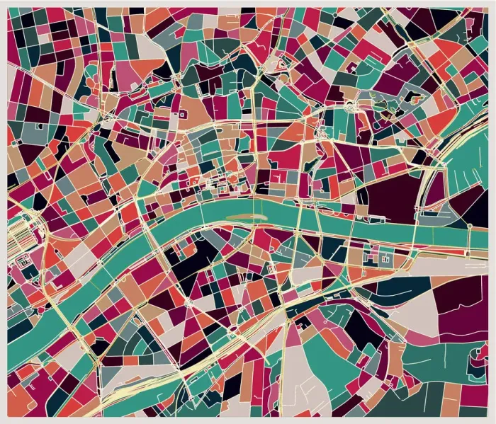 Framed Print : Frankfurt city art map Framed Print : Frankfurt city art map