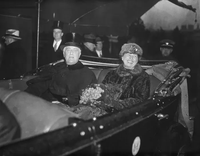 Framed Print : Franklin D. and Eleanor Roosevelt Riding in Open Car Framed Print : Franklin D. and Eleanor Roosevelt Riding in Open Car