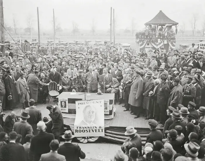 Framed Print : Franklin D. Roosevelt Addressing Crowd Framed Print : Franklin D. Roosevelt Addressing Crowd