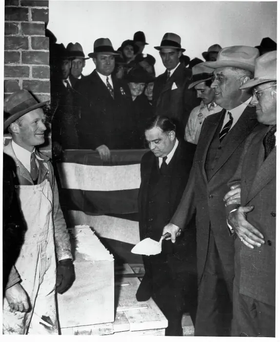 Framed Print : Franklin D. Roosevelt at Cornerstone Laying Ceremony Framed Print : Franklin D. Roosevelt at Cornerstone Laying Ceremony