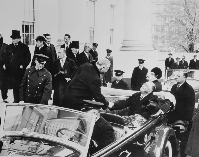 Framed Print : Franklin D. Roosevelt and Herbert Hoover at Motorcade Framed Print : Franklin D. Roosevelt and Herbert Hoover at Motorcade