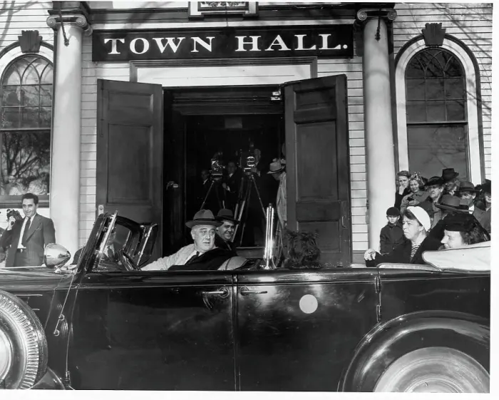 Framed Print : Franklin D. Roosevelt Parked Outside Town Hall Framed Print : Franklin D. Roosevelt Parked Outside Town Hall