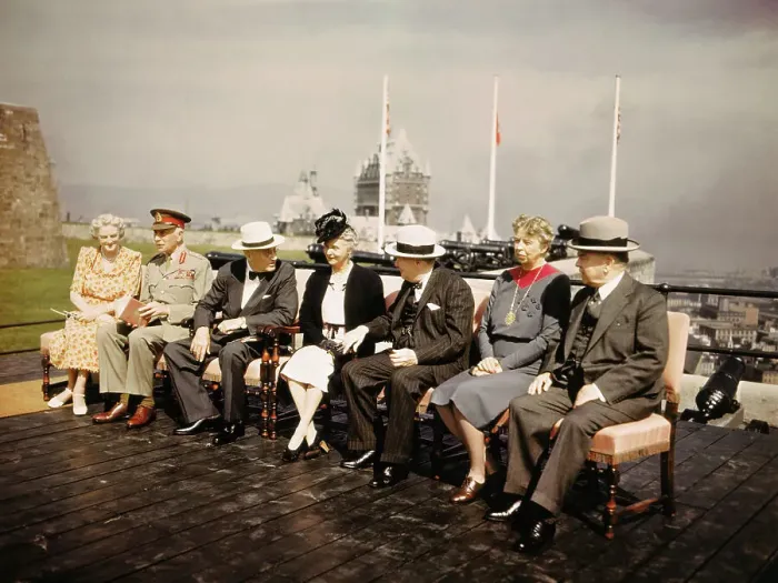 Framed Print : Franklin D Roosevelt and Sir Winston Churchill with Others Framed Print : Franklin D Roosevelt and Sir Winston Churchill with Others