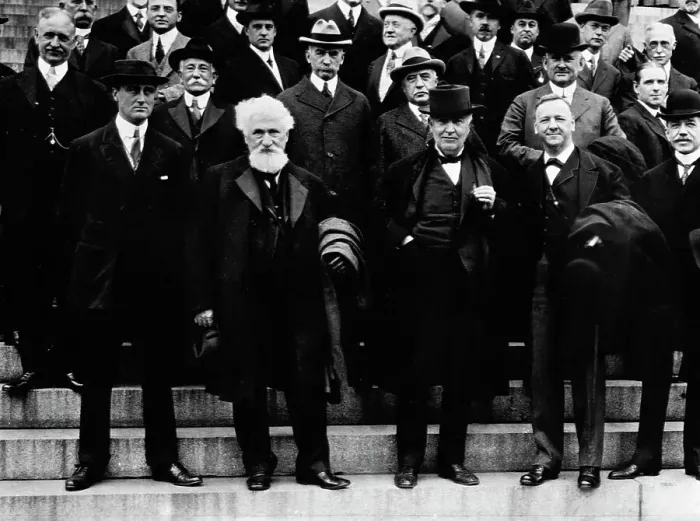 Framed Print : Franklin D. Roosevelt Standing with Inventors Framed Print : Franklin D. Roosevelt Standing with Inventors