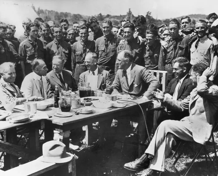 Framed Print : Franklin D. Roosevelt visiting a CCC Camp Framed Print : Franklin D. Roosevelt visiting a CCC Camp