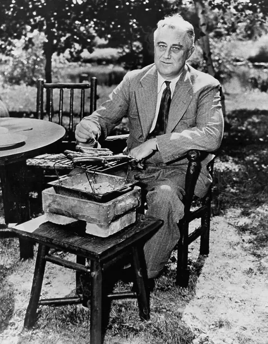 Framed Print : Franklin Delano Roosevelt Roasting Hot Dogs Framed Print : Franklin Delano Roosevelt Roasting Hot Dogs