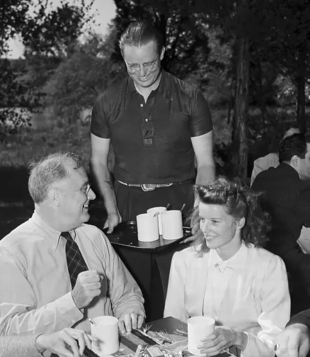 Framed Print : Franklin and Elliott Roosevelt Lunching with Katharine Hepburn Framed Print : Franklin and Elliott Roosevelt Lunching with Katharine Hepburn