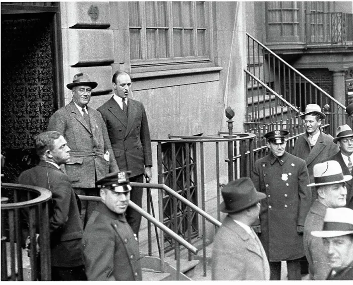 Framed Print : Franklin and James Roosevelt Leaving New York Home Framed Print : Franklin and James Roosevelt Leaving New York Home