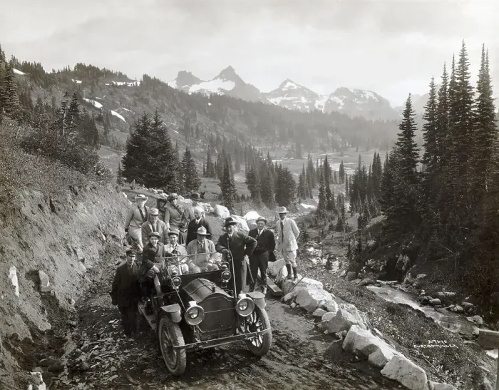 Framed Print : Franklin Lane with Group at Mt. Rainier Framed Print : Franklin Lane with Group at Mt. Rainier