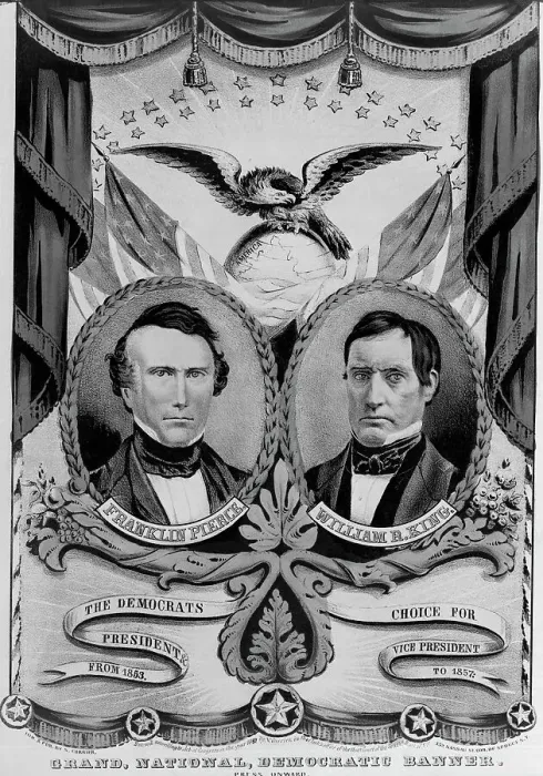 Framed Print : Franklin Pierce and William King on Election Poster Framed Print : Franklin Pierce and William King on Election Poster