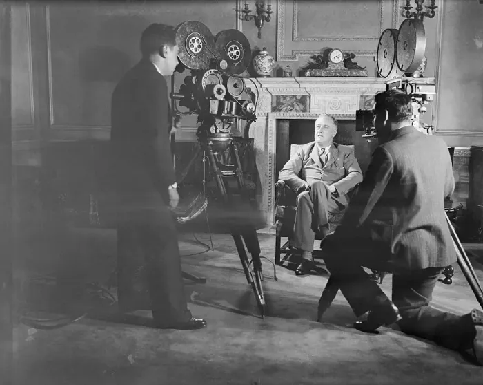 Framed Print : Franklin Roosevelt Recording Voice for Newsreels Framed Print : Franklin Roosevelt Recording Voice for Newsreels