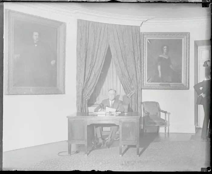 Framed Print : Franklin Roosevelt Seated at His Desk Framed Print : Franklin Roosevelt Seated at His Desk