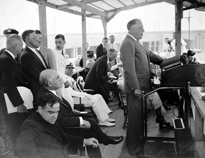Framed Print : Franklin Roosevelt Speaking at Opening of Triboro Bridge Framed Print : Franklin Roosevelt Speaking at Opening of Triboro Bridge