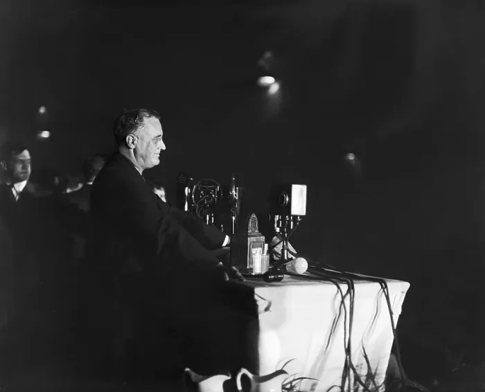 Framed Print : Franklin Roosevelt Speaking at Podium Framed Print : Franklin Roosevelt Speaking at Podium