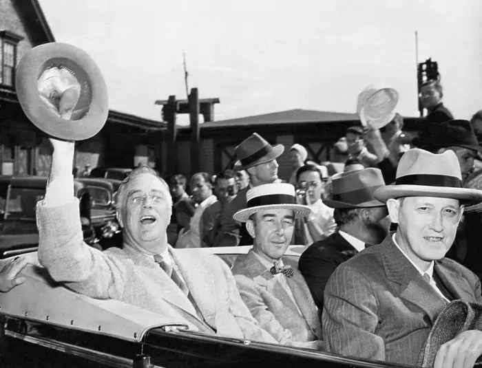 Framed Print : Franklin Roosevelt Waving from a Car Framed Print : Franklin Roosevelt Waving from a Car