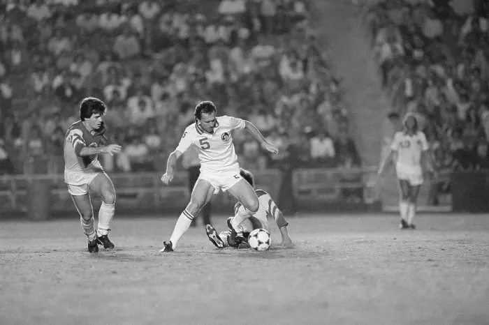 Framed Print : Franz Beckenbauer Competing in a Soccer Game Framed Print : Franz Beckenbauer Competing in a Soccer Game